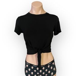 Wilfred Women’s Small Black Front Tie Semi Cropped Short Sleeve Shirt